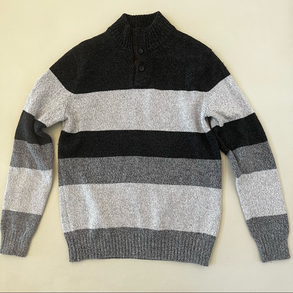 Chaps Black Grey Sweater B8/39 - Picture 1 of 9